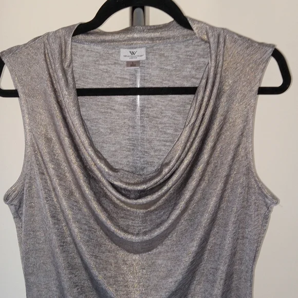 Worthington Stretch Silver & Gold Metallic Sleeveless Top Large - Picture 2 of 10